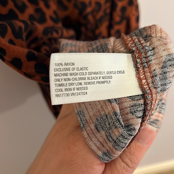 Knox Rose Long Sleeve A-Line Dress Dark Brown Leopard Print XS - Picture 7 of 7